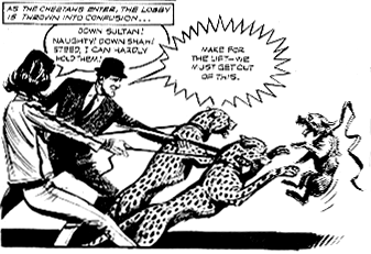 Steed and Peel try to control the cheetahs from issue 751