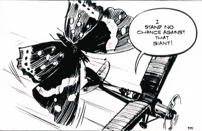 A monster-sized butterfly attacks Steed's bi-plane - TV Comic #995